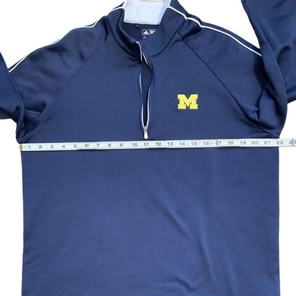 Adidas Michigan Wolverines Blue Quarter-Zip Long Sleeve Pullover Size Large - Picture 7 of 11